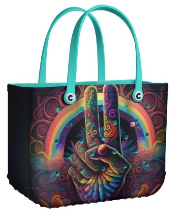 Colorful Psychedelic Peace Tote Bag - Durable, Stylish, Perfect For Everyday Use