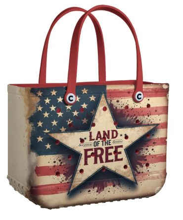 Patriotic Tote Bag - Vintage Usa Flag Design, 'Land Of The Free' Star Print - Stylish & Durable Handbag