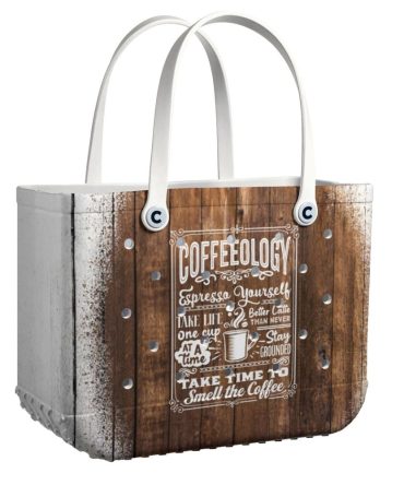 Rustic Coffee Tote Bag - Vintage Wooden Design, Eco-Friendly Shopping Companion