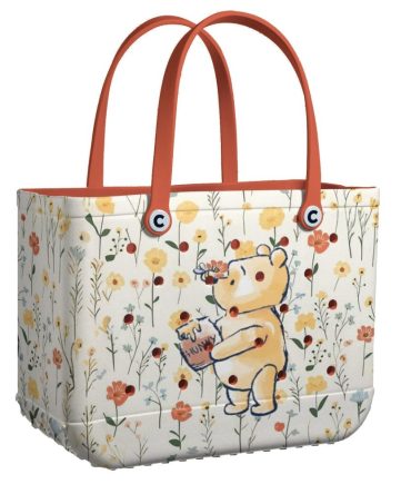 Charming Floral Tote Bag With Cute Bear Design – Perfect For Everyday Use!