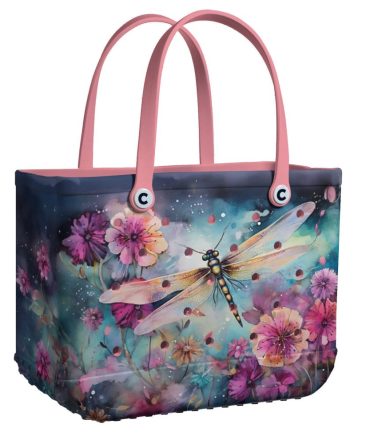 Vibrant Floral Dragonfly Tote Bag – Stylish & Spacious Handbag For Everyday Use