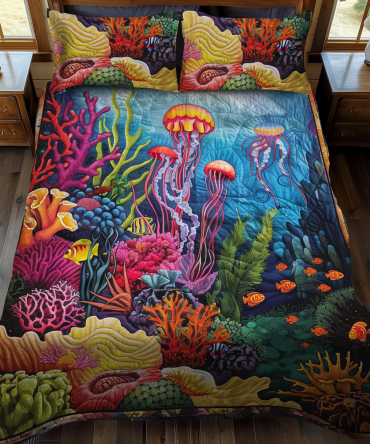 Aquatic Majesty 3-Piece Quilted Bedding Set