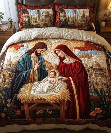 Serenity In The Manger 3-Piece Quilted Bedding Set