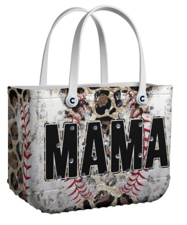 Stylish Leopard Baseball 'Mama' Tote Bag - Perfect Gift For Moms!