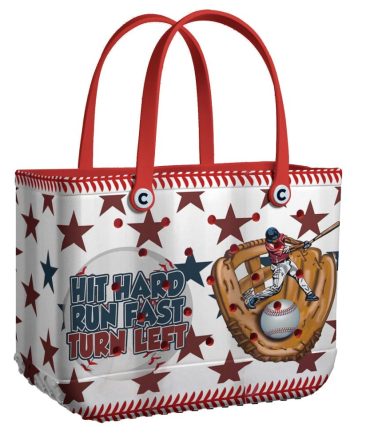 Baseball Tote Bag – Stylish & Durable With Red Handles, Perfect For Fans & Sports Lovers