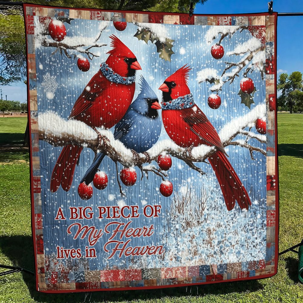 A Big Piece Of My Heart Lives In Heaven Art Quilt Hanging - Image 2