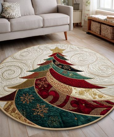 Abstract Christmas Tree Quilted Round Mat