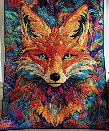 Abstract Fox Quilted Blanket