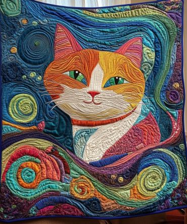 Abstract Kitty Quilted Blanket