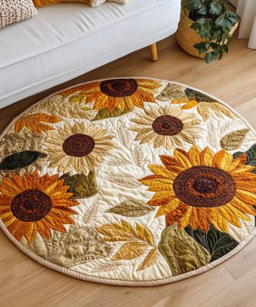 Abundant Sunflowers Quilted Round Mat