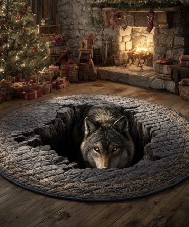 Abyss Wolf Cave Quilted Round Mat