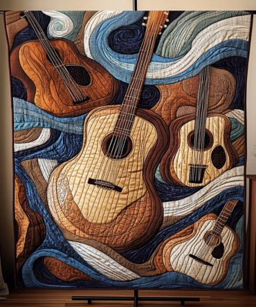 Acoustic Waves Quilted Blanket