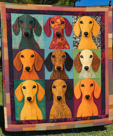 Adorable Dachshund Quilted Blanket