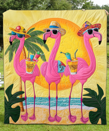 Adorable Flamingo Quilted Blanket