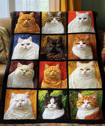 Adorable Kitten Quilted Blanket