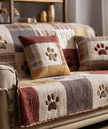 Adorable Paw Quilted Sofa Cover