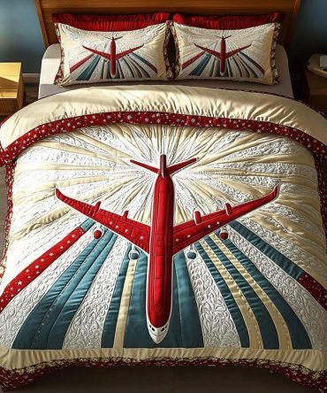 Adventure Airplane 3-Piece Quilted Bedding Set