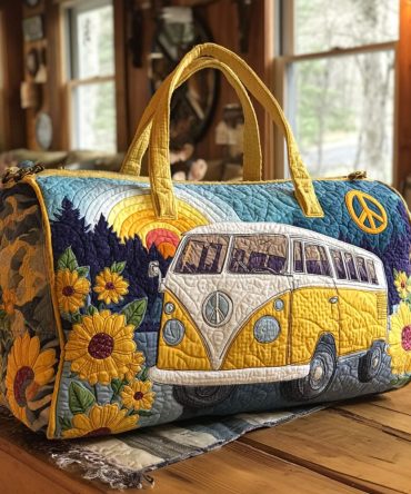 Adventure Lane Quilted Duffle Bag — Quilted Weekender Travel Bag, Retro Outdoor Carry-On for Gym & Overnight Trips