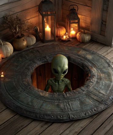 Alien Visitor Quilted Round Mat