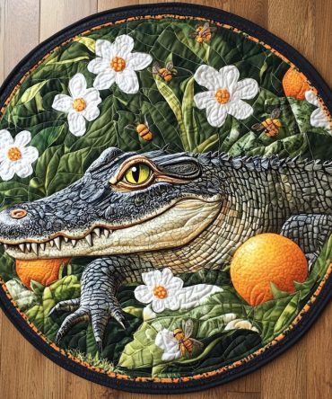 Alligator Chic Quilted Round Mat