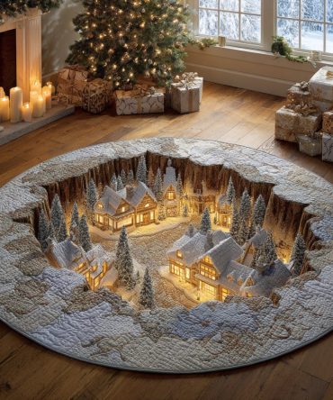 Alpine Lantern Forest Quilted Round Mat