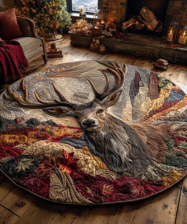 Alpine Stag Quilted Round Mat
