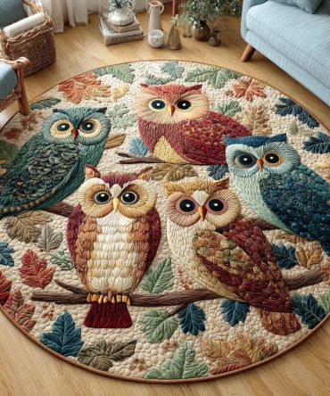 Amber Feathers Quilted Round Mat
