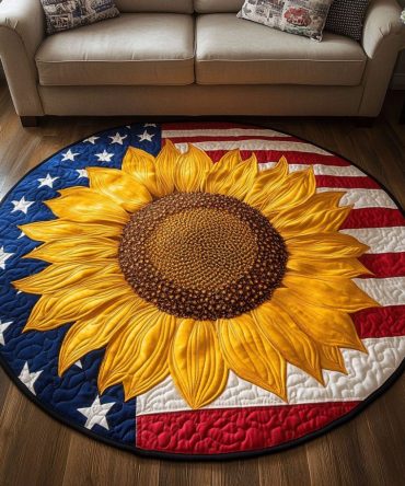 American Sunflower Quilted Round Mat