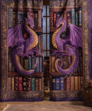 Amethyst Regal Dragons Quilted Curtains