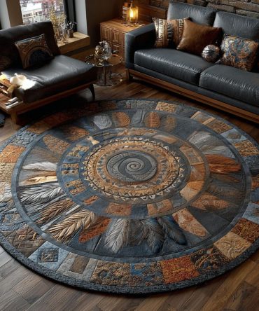 Ancient Feathers Quilted Round Mat
