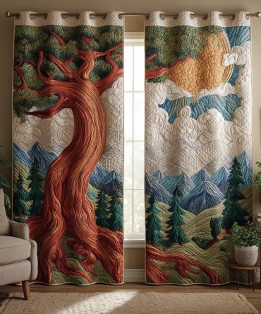 Ancient Tree Of Life Quilted Curtains