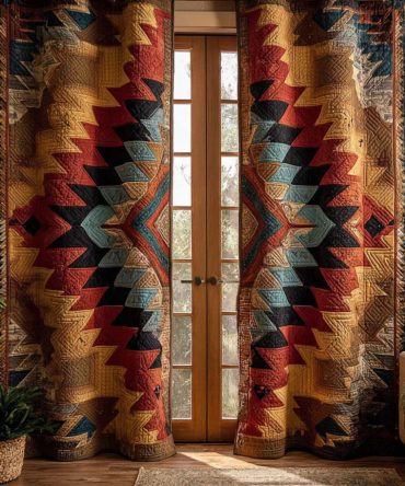 Ancient Tribal Sandstone Quilted Curtains