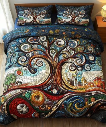 Ancient Wisdom 3-Piece Quilted Bedding Set