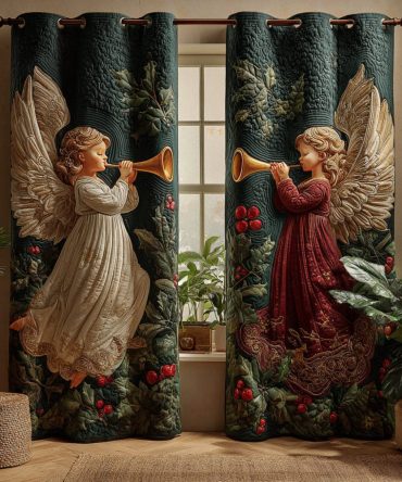 Angel Forest Carol Quilted Curtains