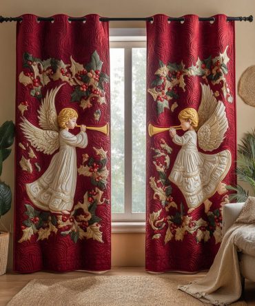 Angel Holly Song Quilted Curtains
