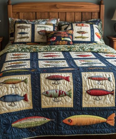 Angling Adventure 3-Piece Quilted Bedding Set