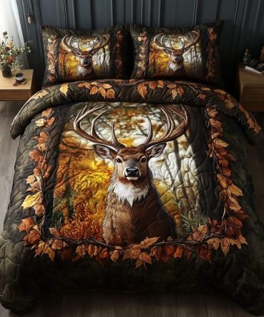 Antler Charm 3-Piece Quilted Bedding Set