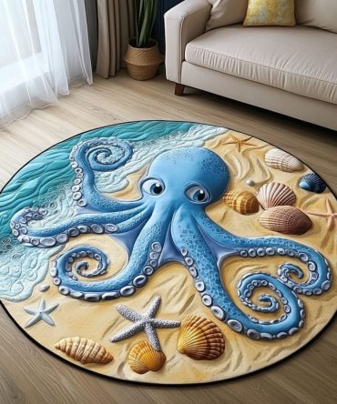 Aqua Charm Quilted Round Mat