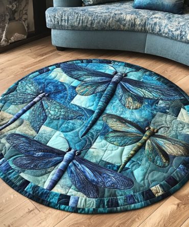 Aqua Harmony Quilted Round Mat