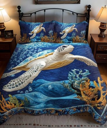 Aqua Traveler 3-Piece Quilted Bedding Set