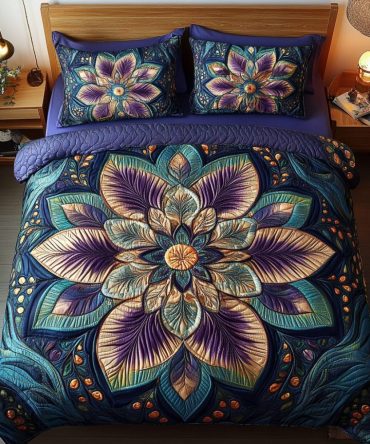 Aurora Petal Elegance 3-Piece Quilted Bedding Set