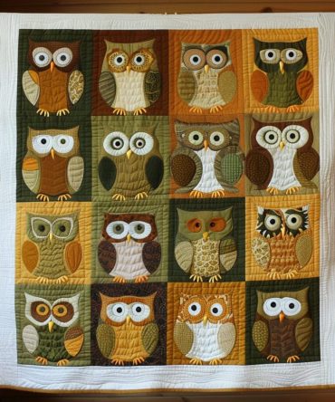 Autumn Owls Quilted Blanket