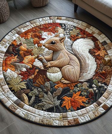 Autumn Acorn Festival Quilted Round Mat