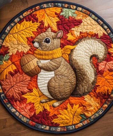 Autumn Acorn Quilted Round Mat