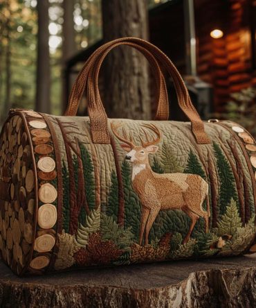 Autumn Deer Quilted Duffle Bag - Stylish Travel Bag for Nature Lovers