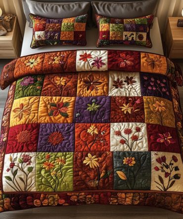 Autumn Floral 3-Piece Quilted Bedding Set