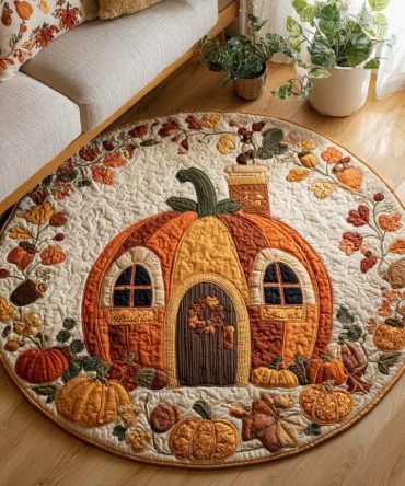 Autumn Forest Charm Quilted Round Mat