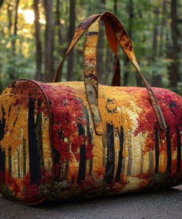 Autumn Grove Quilted Duffle Bag - Stylish Travel & Gym Bag with Unique Floral Design
