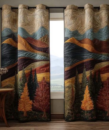 Autumn Mountain Pine Quilted Curtains