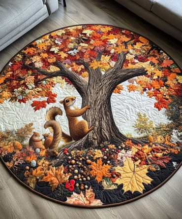 Autumn Nut Hunt Quilted Round Mat